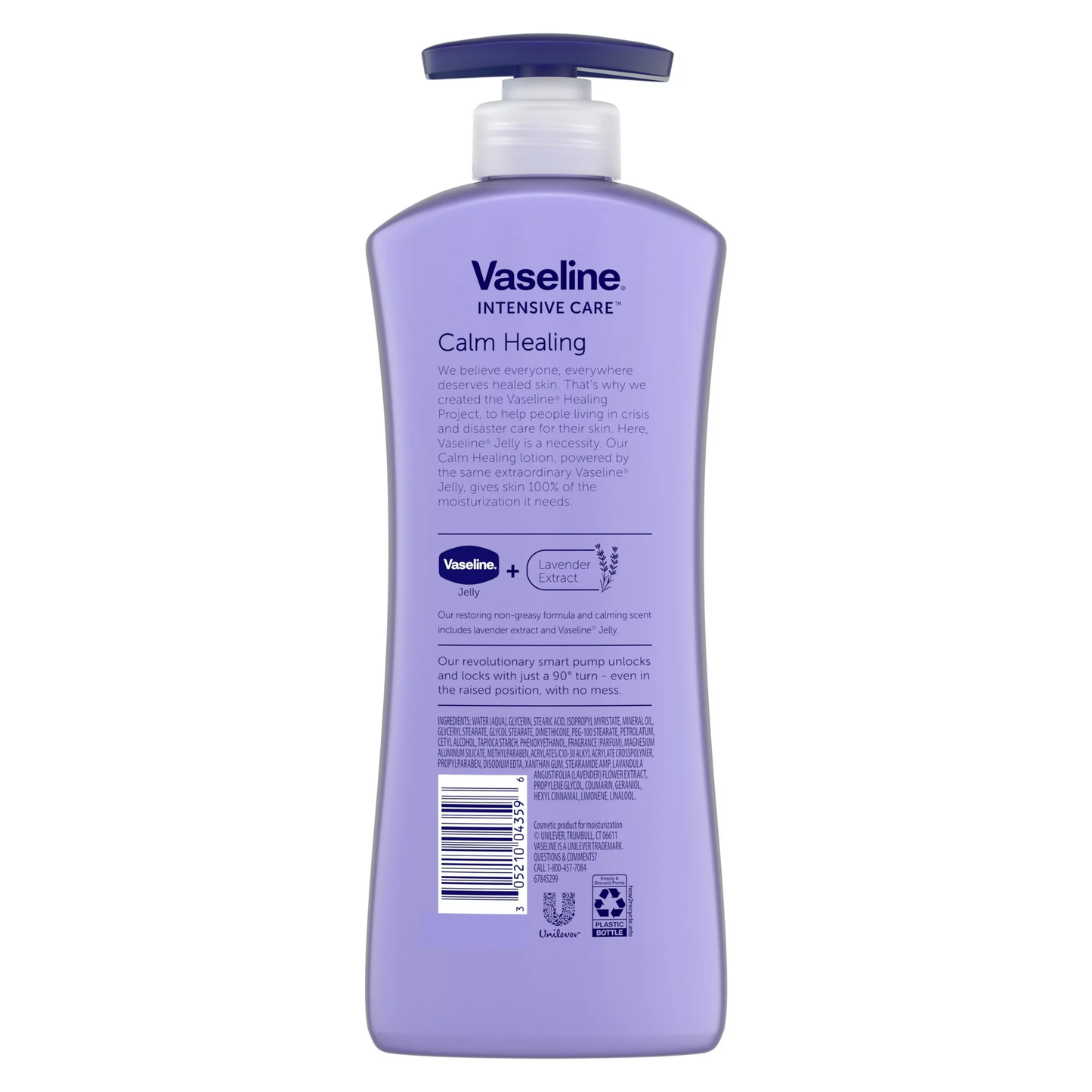 Vaseline Intensive Care Calm Healing Body Lotion for Dry Skin, Lavender Extract, 20.3 oz