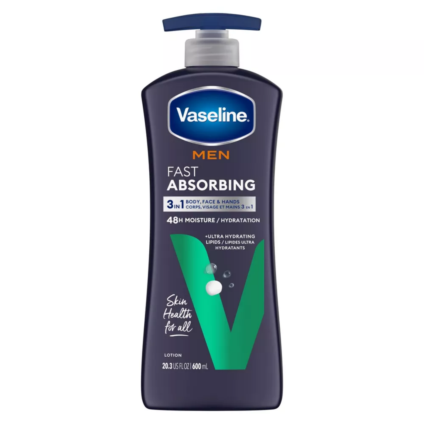 Vaseline Men Fast Absorbing Non Greasy Body Face and Hand Lotion All Skin, 20.3 oz Each