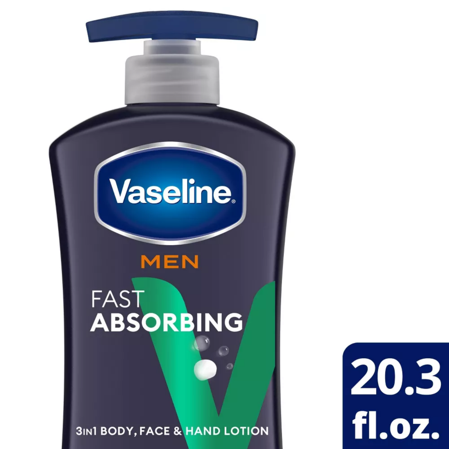 Vaseline Men Fast Absorbing Non Greasy Body Face and Hand Lotion All Skin, 20.3 oz Each