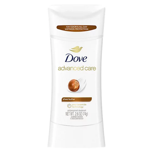 Dove Advanced Care Long Lasting Women's Antiperspirant Deodorant Stick, Shea Butter, 2.6 oz