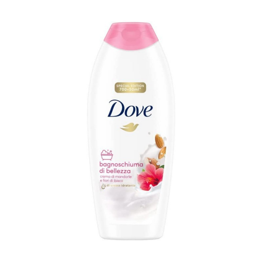 Dove Beauty Cream Bath Foam with Almond Cream & Hibiscus, 700 mL + 50 mL, Special Edition, Moisturizing Formula